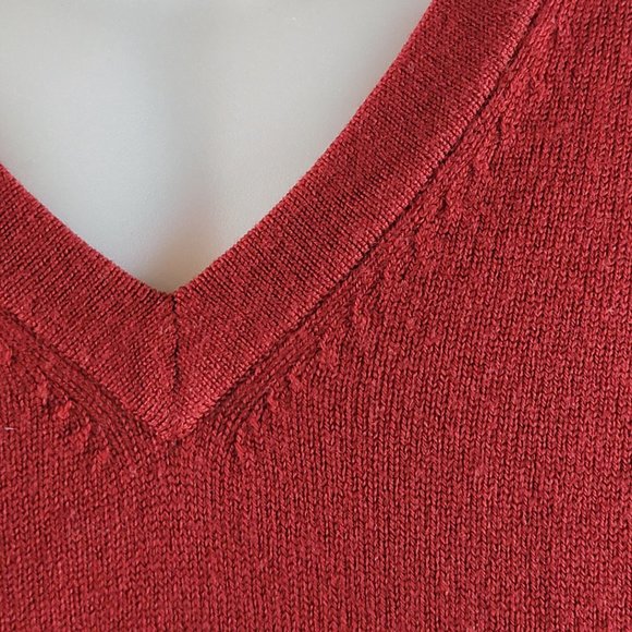 Brooks Brothers 346 Sweater Mens Large Red V Neck Pullover Merino Wool Stretch - Picture 3 of 7